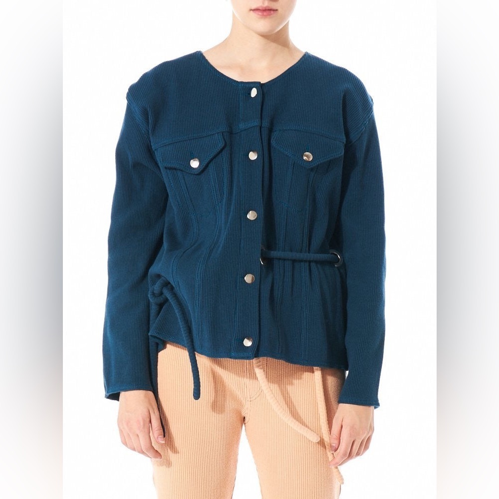 Faustine Steinmetz designer ribbed casual cotton oversized relax blue jacket M